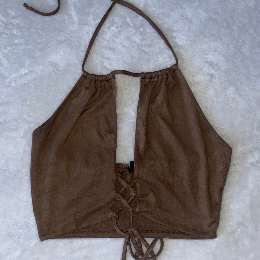Windsor Chocolate Brown Halter Crop Top